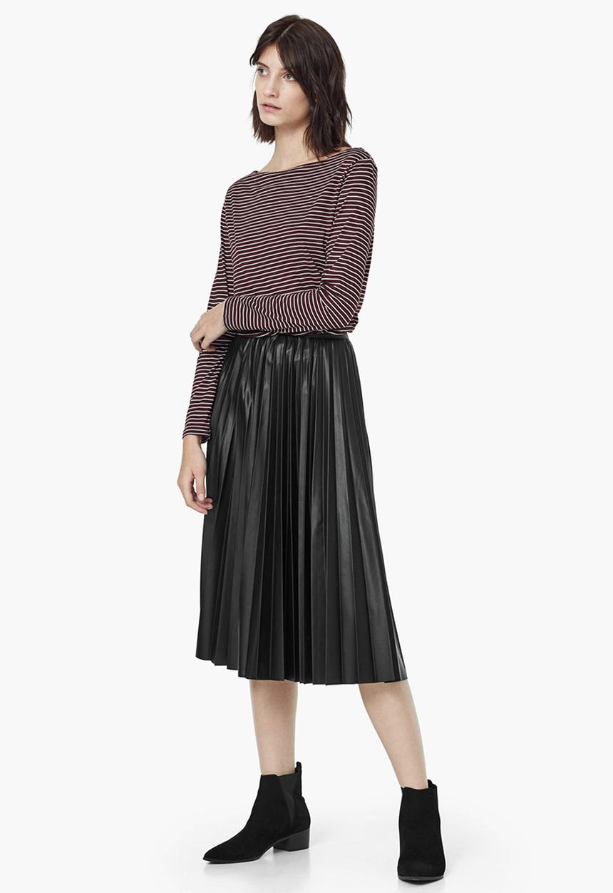 MANGO - Striped Boat-neck T-shirt Dark Red