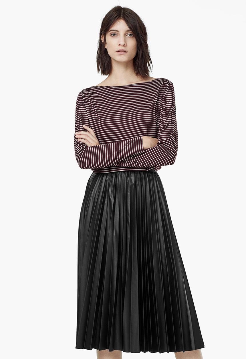 MANGO - Striped Boat-neck T-shirt Dark Red