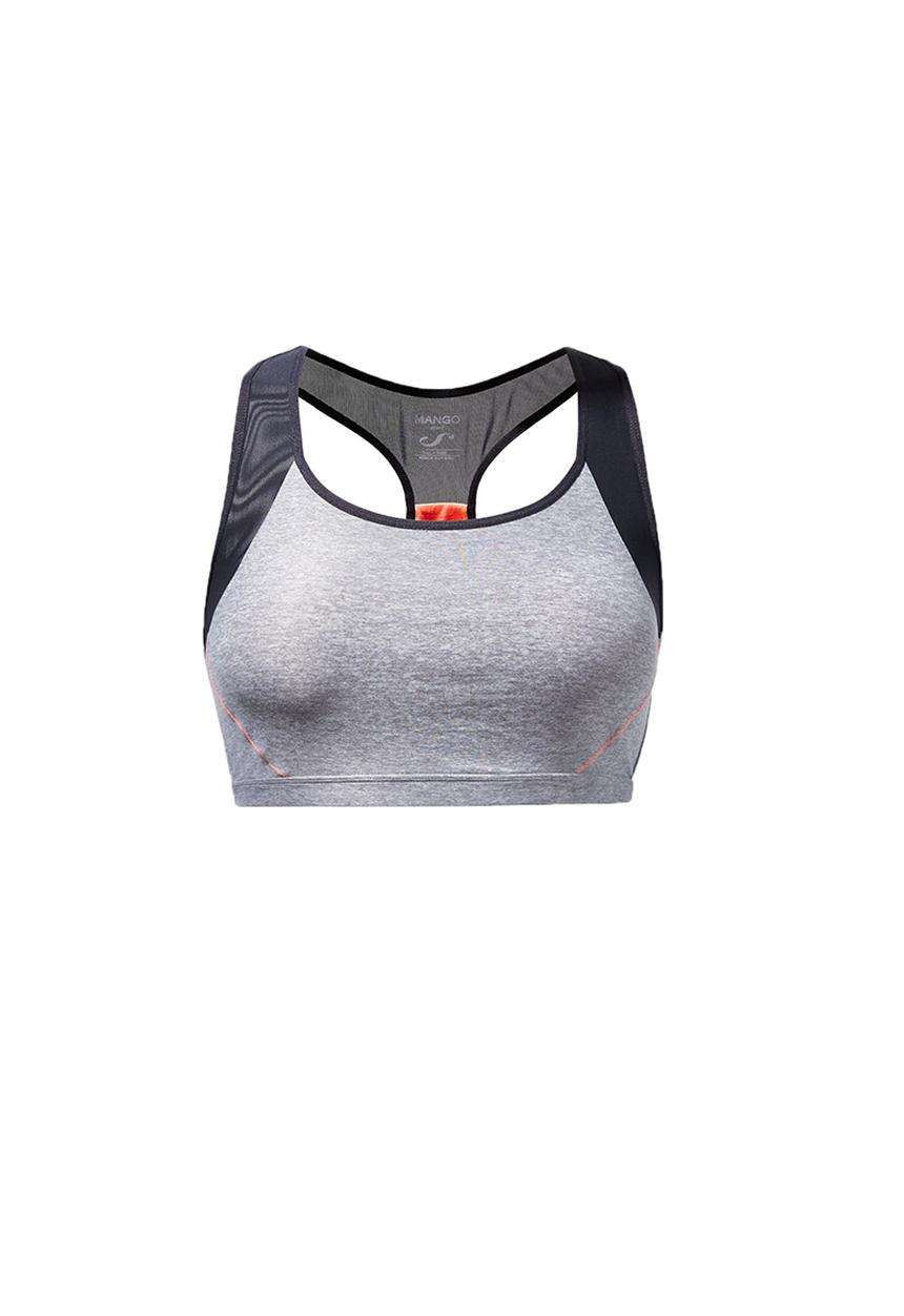 MANGO - Medium Impact Bra Pale Grey