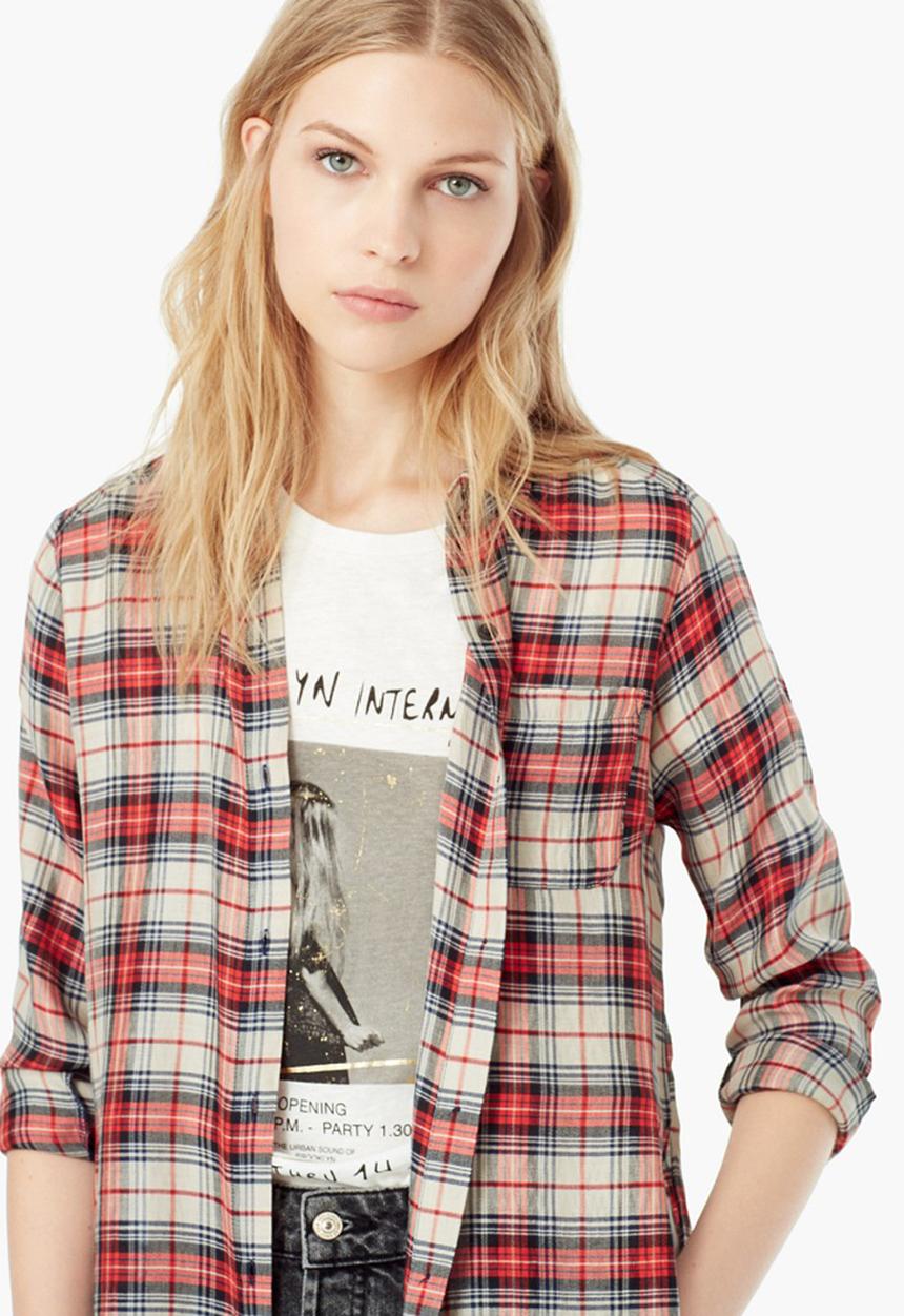 MANGO - Longer Length Check Shirt Multi-colour