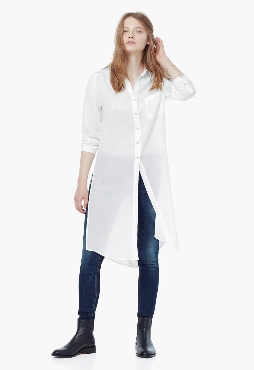 MANGO - Longer Length Shirt White