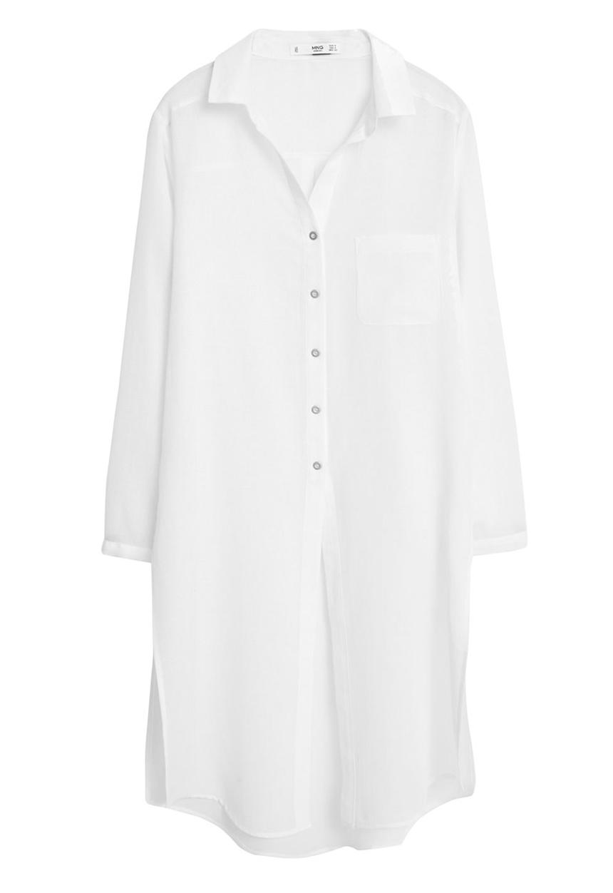 MANGO - Longer Length Shirt White