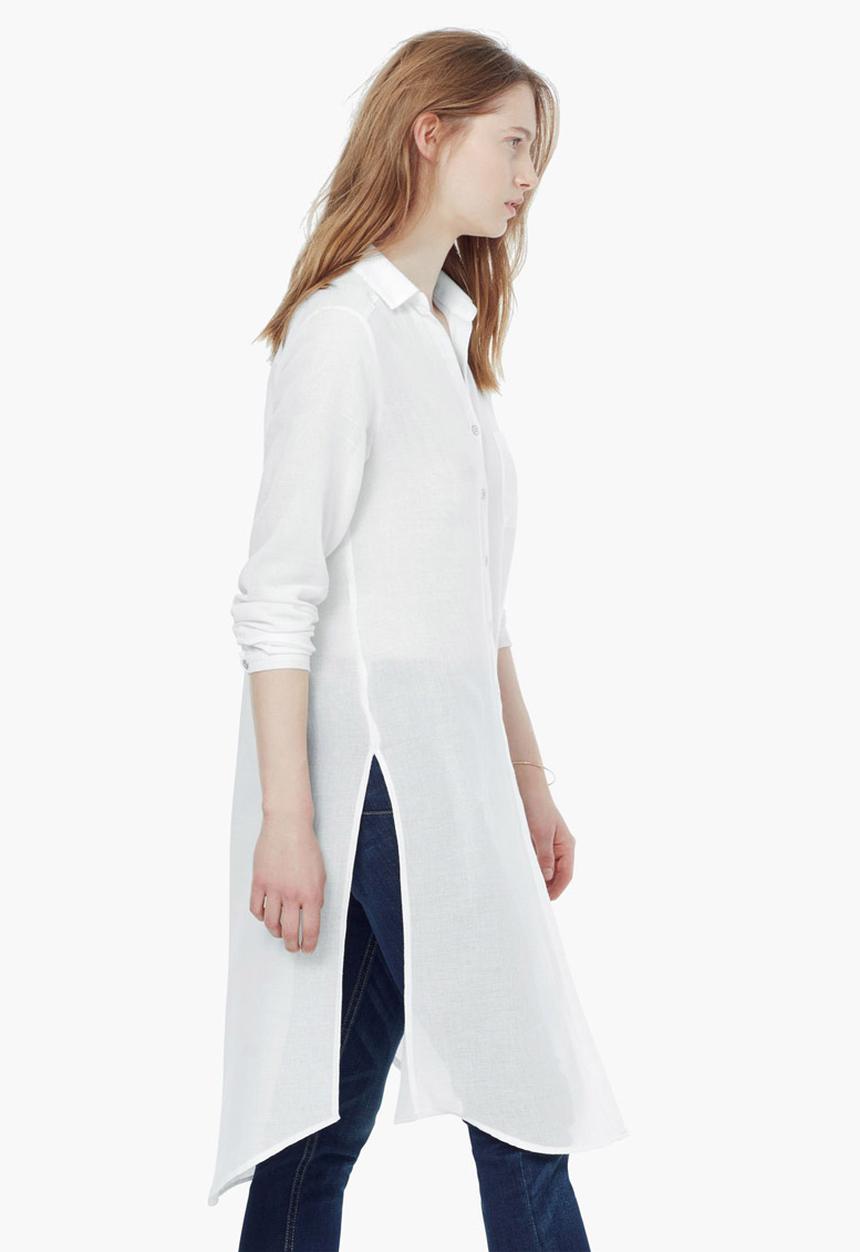 MANGO - Longer Length Shirt White