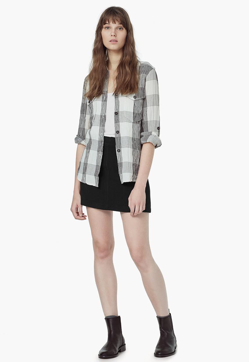 MANGO - Check Cotton Shirt Black and White