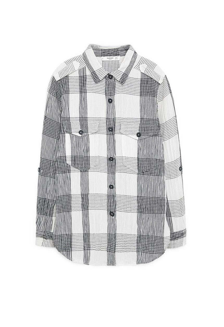 MANGO - Check Cotton Shirt Black and White
