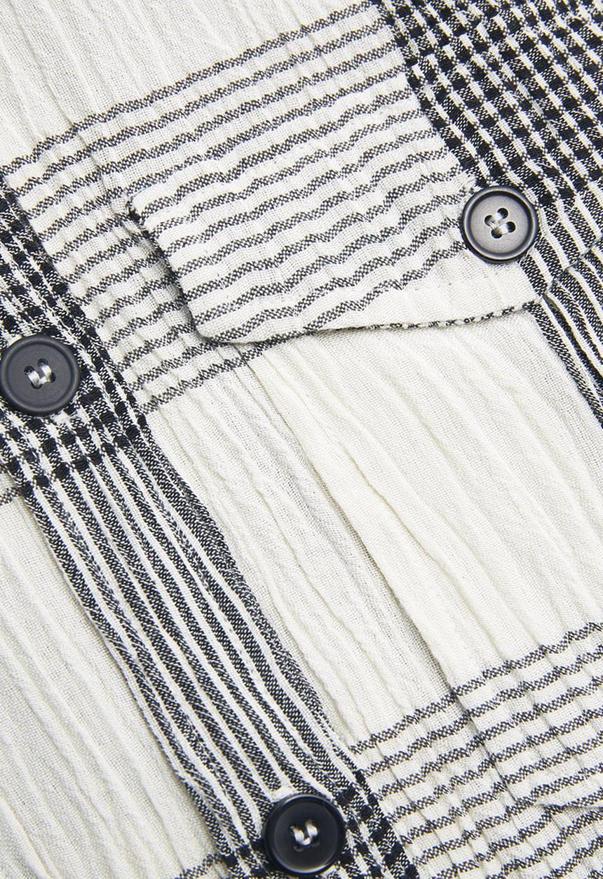MANGO - Check Cotton Shirt Black and White