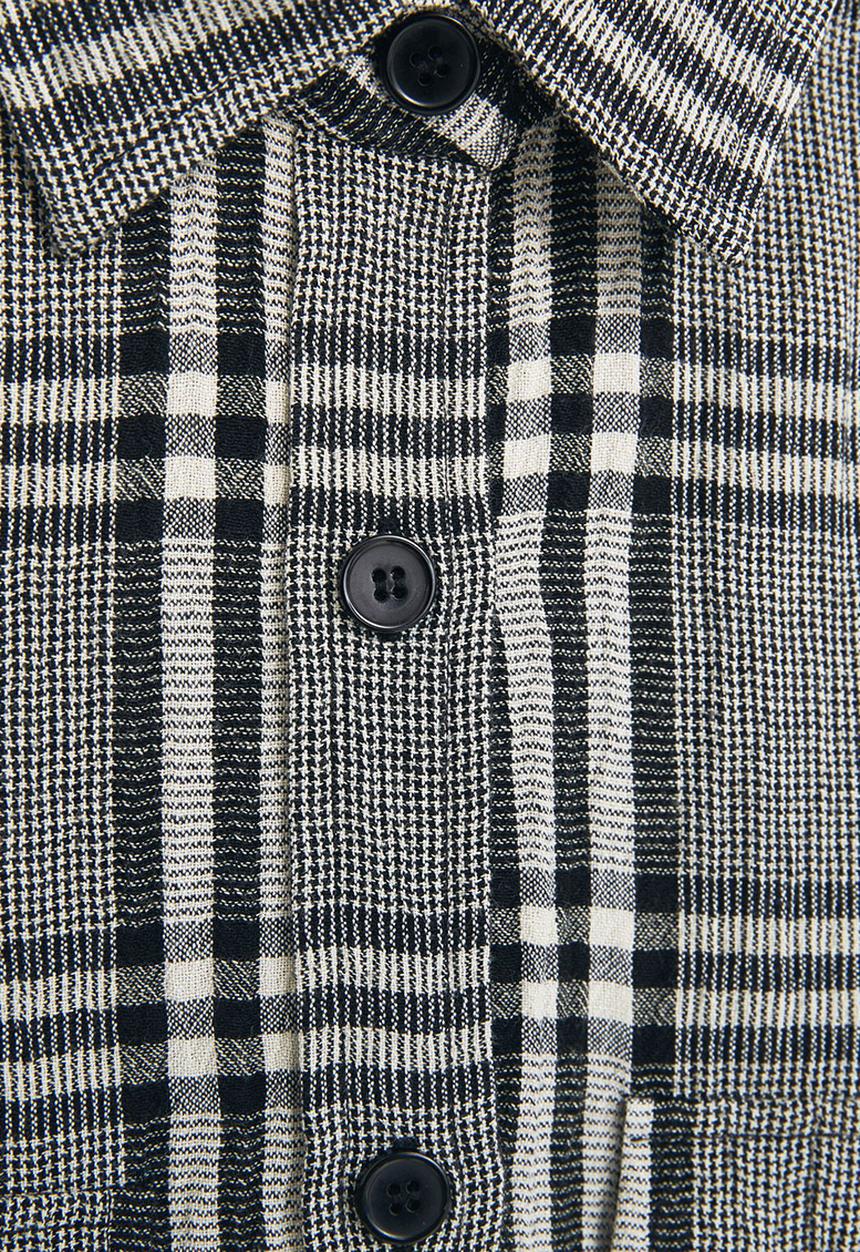MANGO - Check Cotton Shirt Black and White