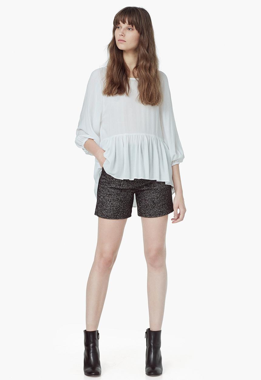 MANGO - Fluted Hem Blouse Off White