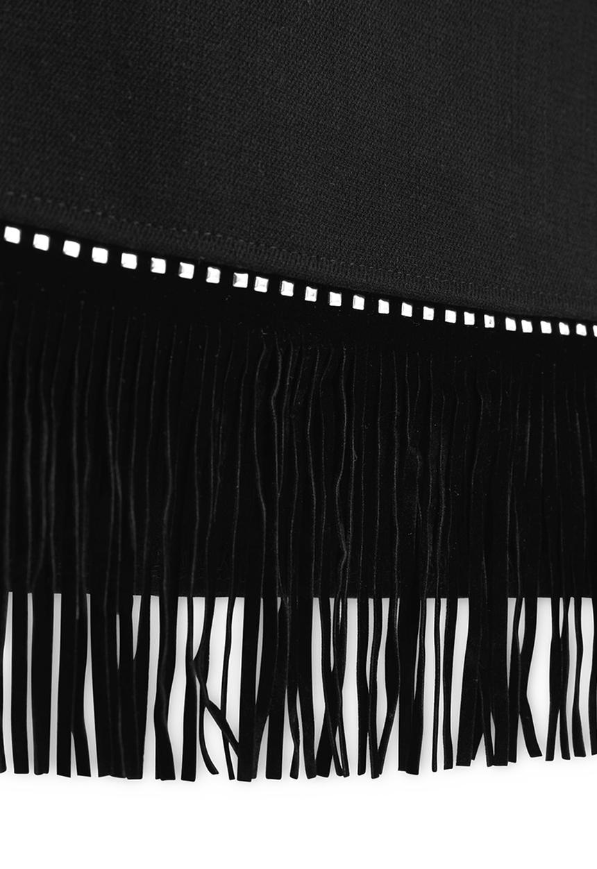 MANGO - Fringed T-shirt Black