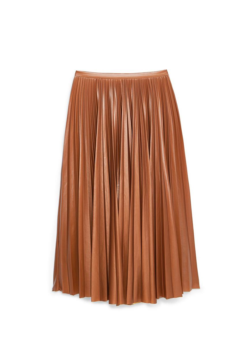 MANGO - Pleated Midi Skirt Camel/Tan