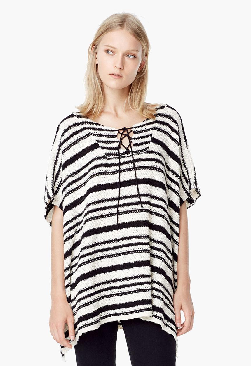 MANGO - Poncho Top Black and White