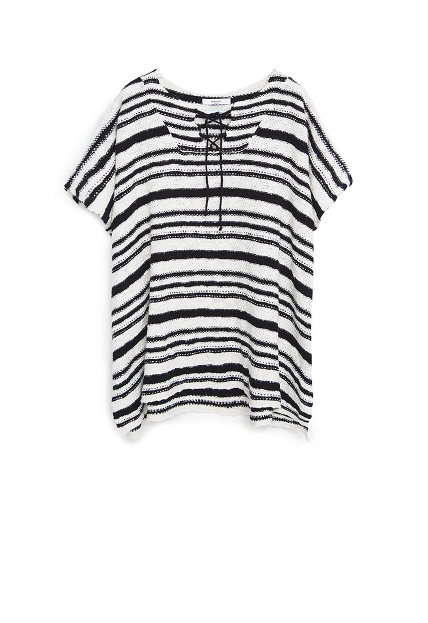 MANGO - Poncho Top Black and White