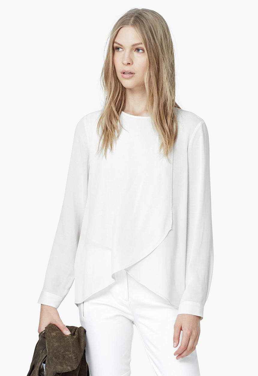 MANGO - Asymmetrical Layer Blouse White