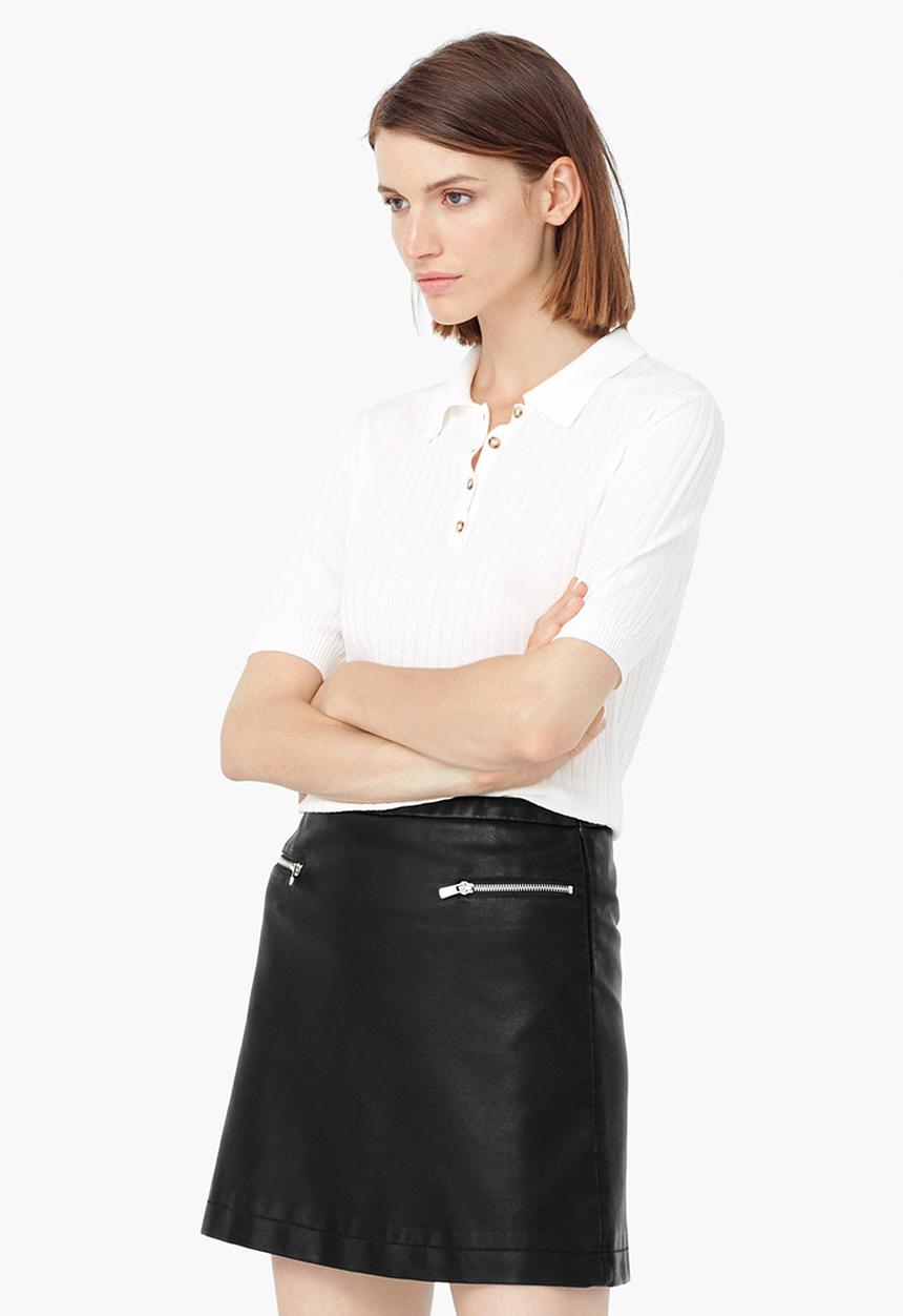 MANGO - Leather-Look Mini Skirt Black