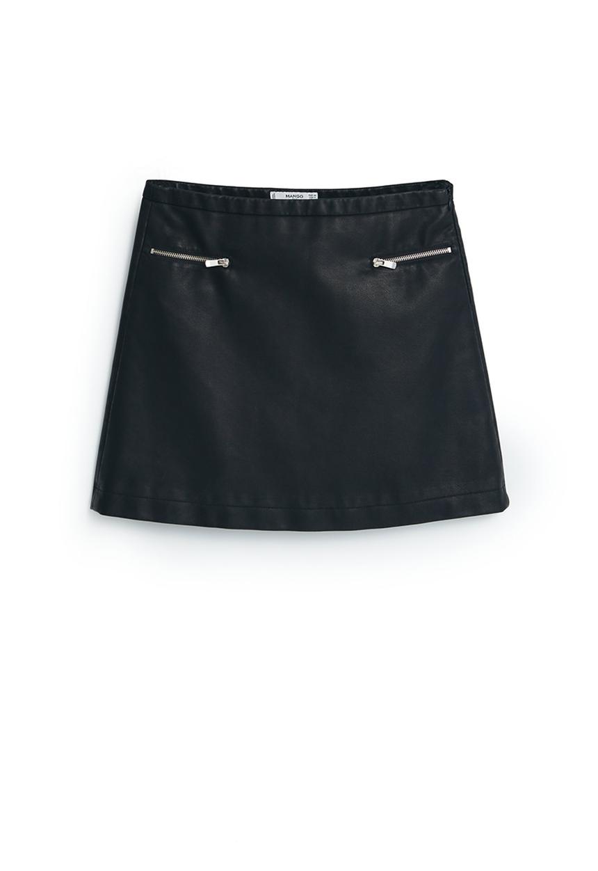 MANGO - Leather-Look Mini Skirt Black