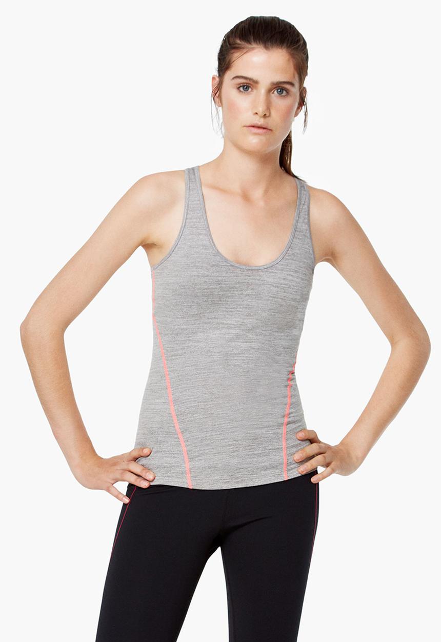 MANGO - Technical Racer Back T-shirt Pale Grey
