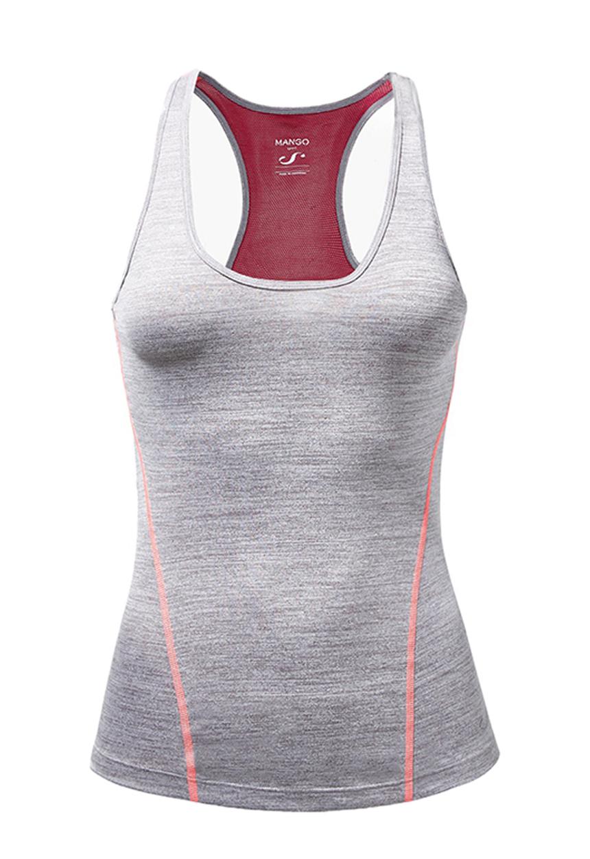 MANGO - Technical Racer Back T-shirt Pale Grey