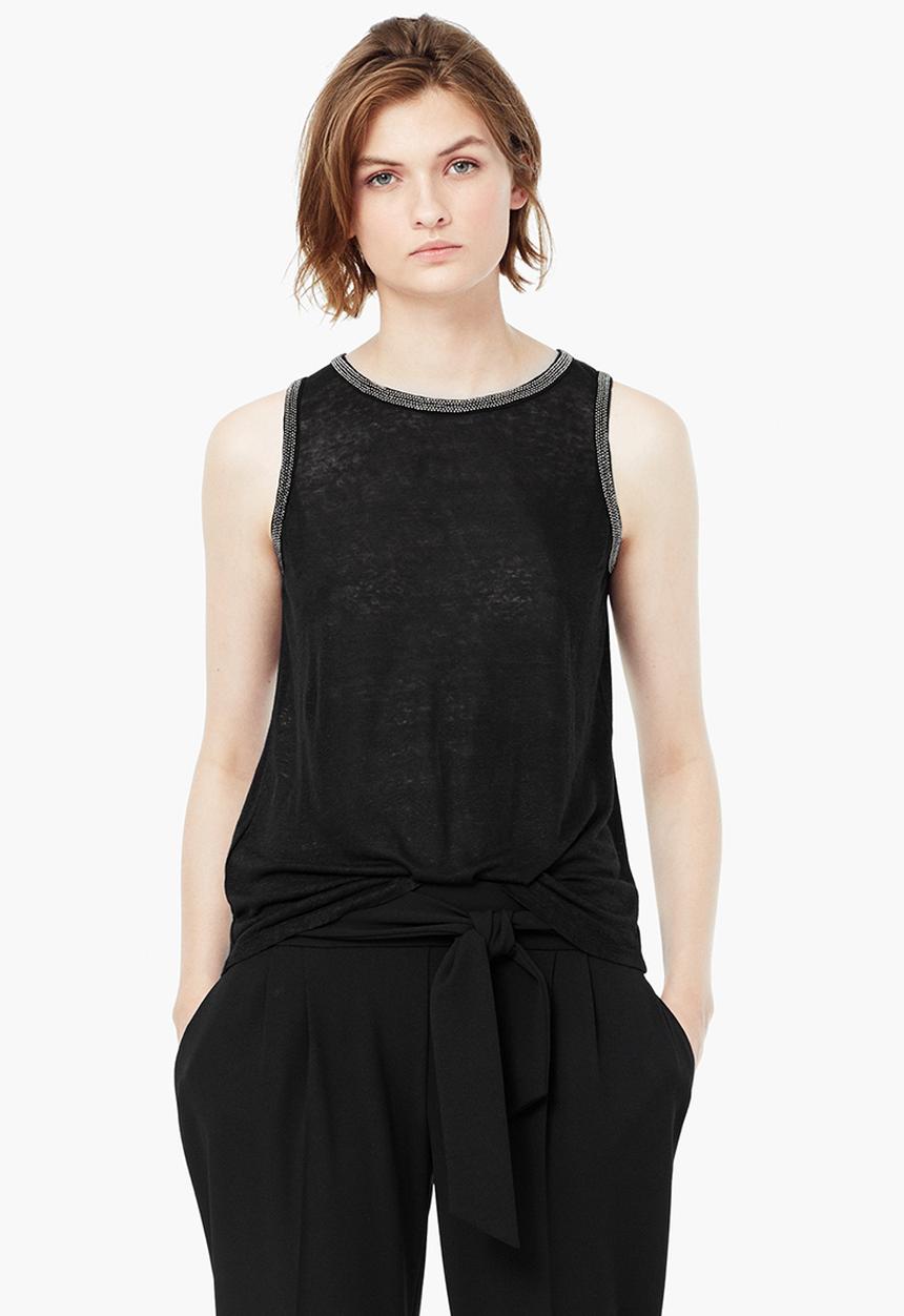 MANGO - Embellished Vest Black