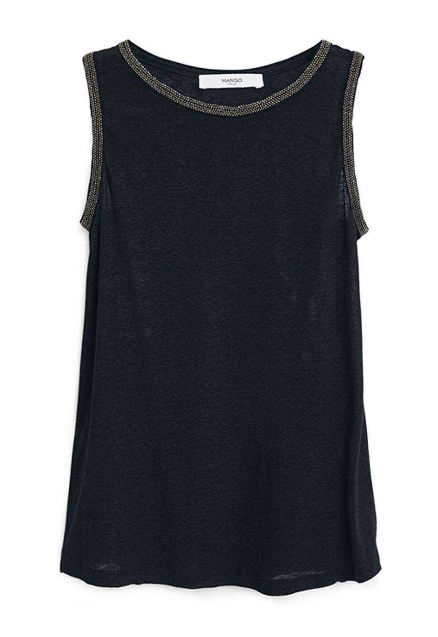MANGO - Embellished Vest Black