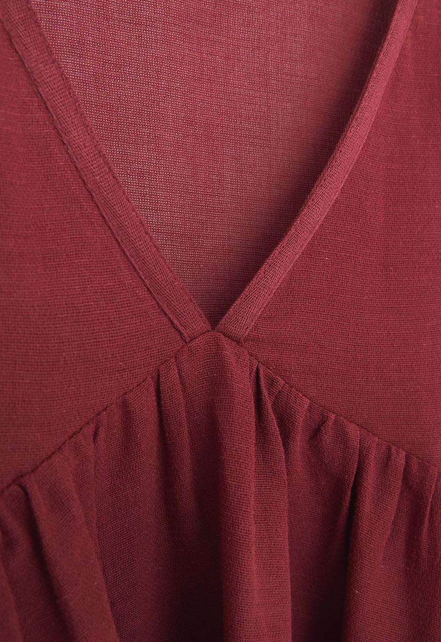 MANGO - Flared Cotton Blouse Red