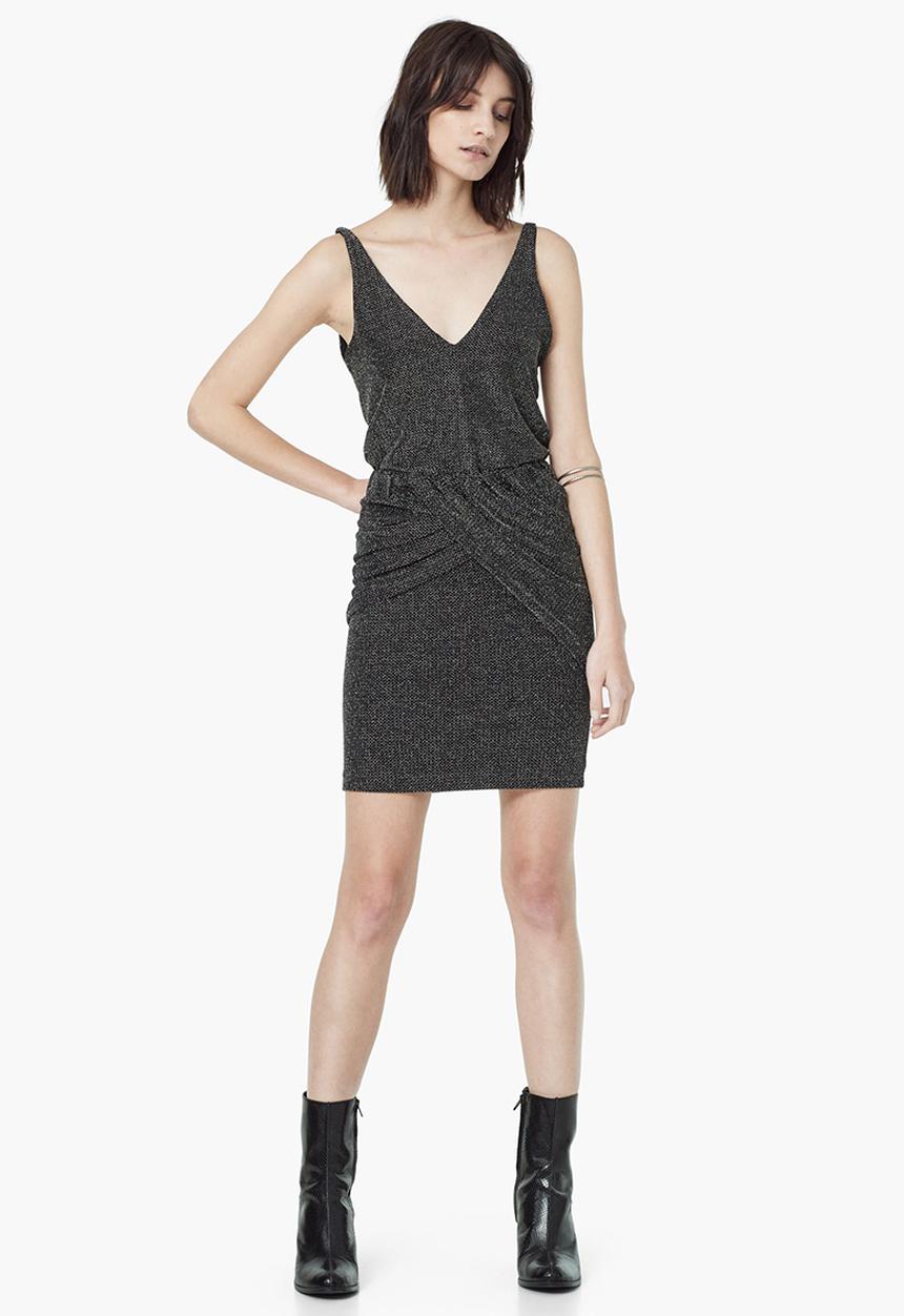 MANGO - Metallic Textured Skirt Mid Grey