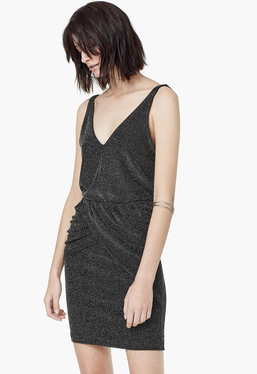 MANGO - Metallic Textured Skirt Mid Grey
