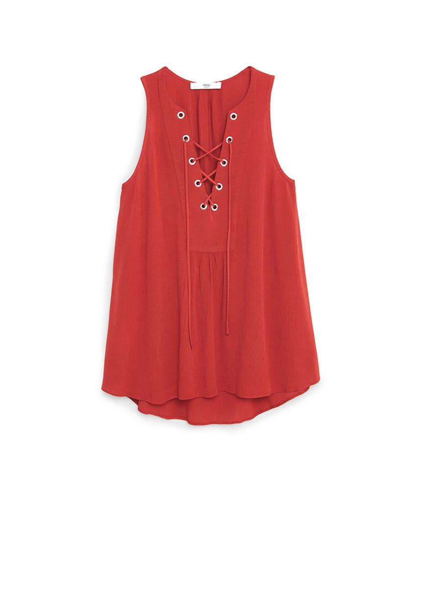MANGO - Folk Blouse Red