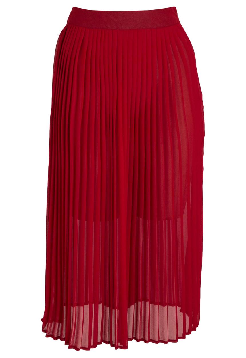 STYLE REPUBLIC - Pleated Midi Skirt Red