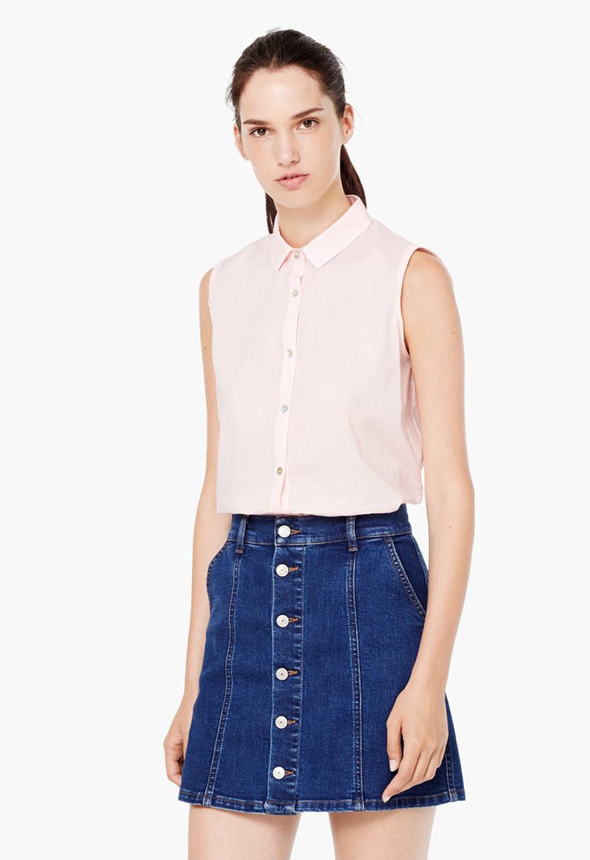 MANGO - Sleeveless Shirt Pale Pink