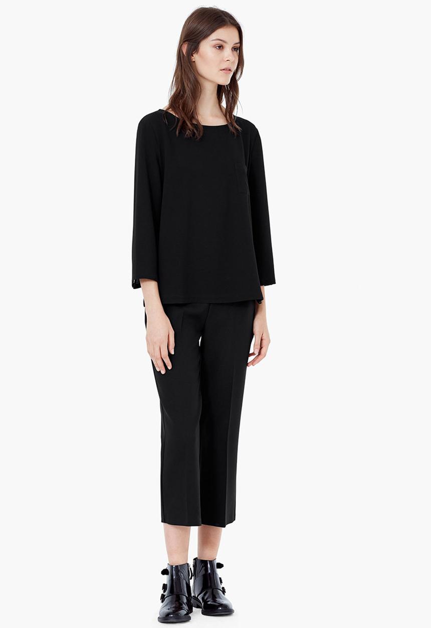 MANGO - Textured Blouse Black