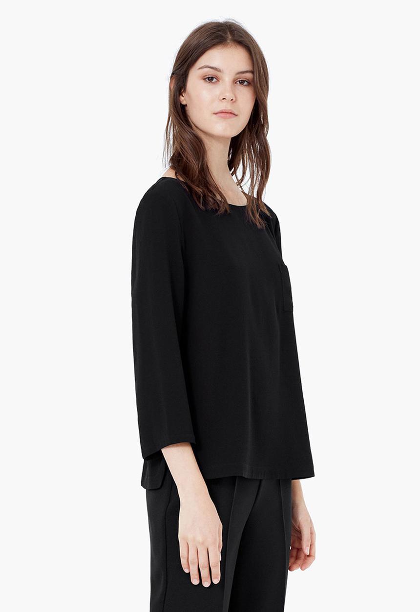 MANGO - Textured Blouse Black