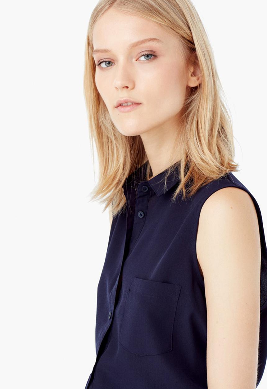 MANGO - Sleeveless Shirt Navy