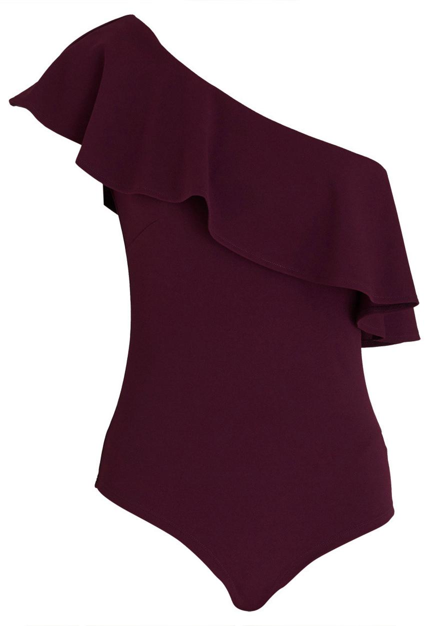 STYLE REPUBLIC - Asymmetrical Bodysuit Dark Purple