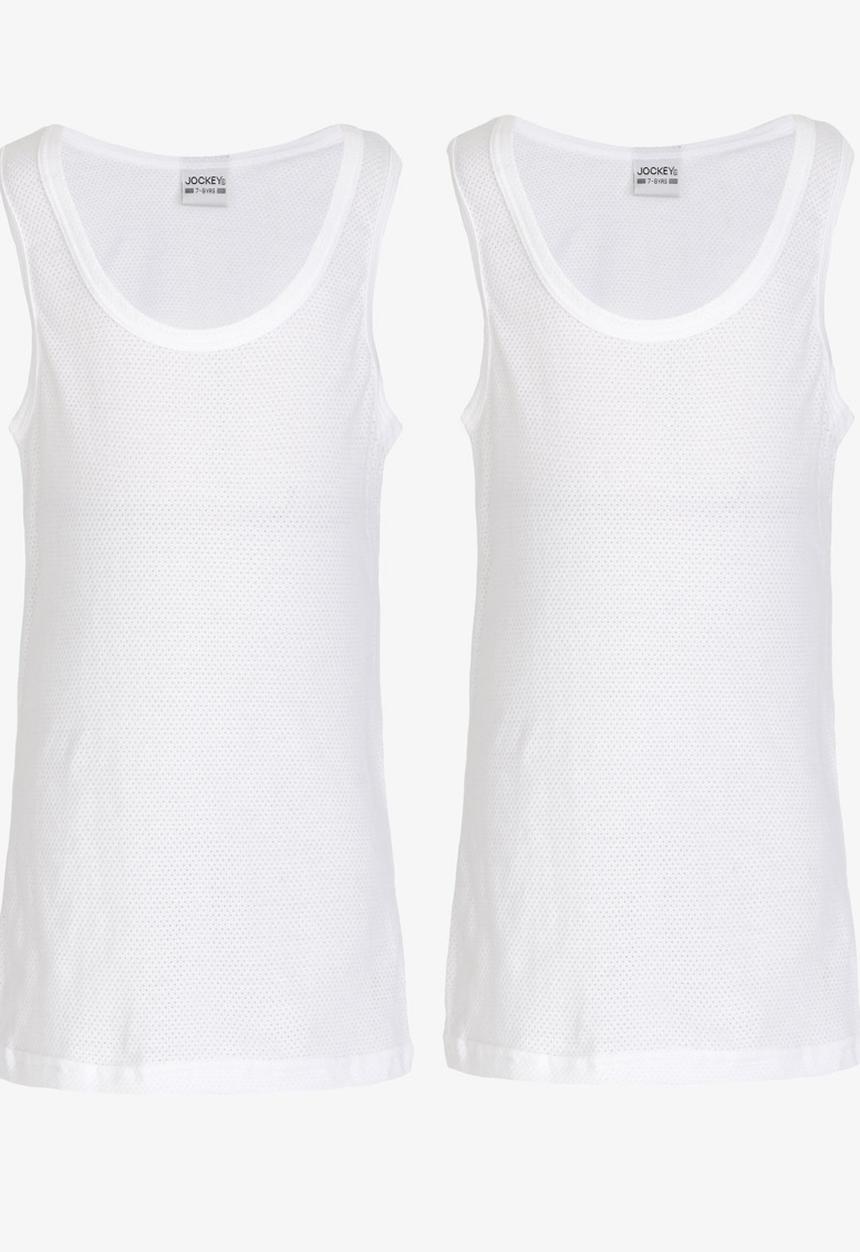 Jockey - 2 PK  Boys Eyelet Vest White