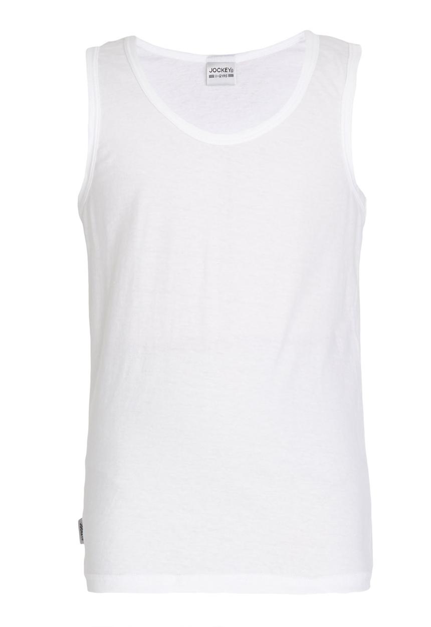 Jockey - 2 Pack Boys Single Jersey Interlock Vest White