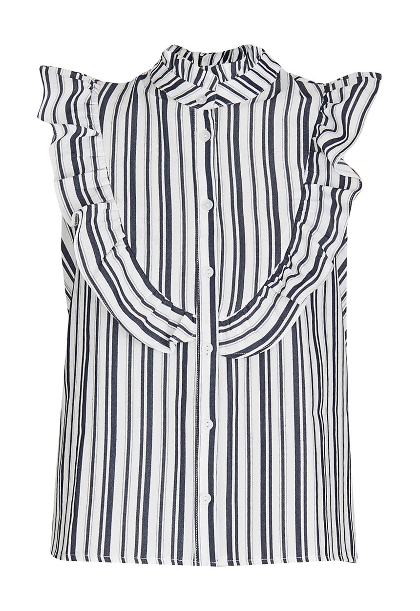 STYLE REPUBLIC - Frill Detail Shirt Blue and White