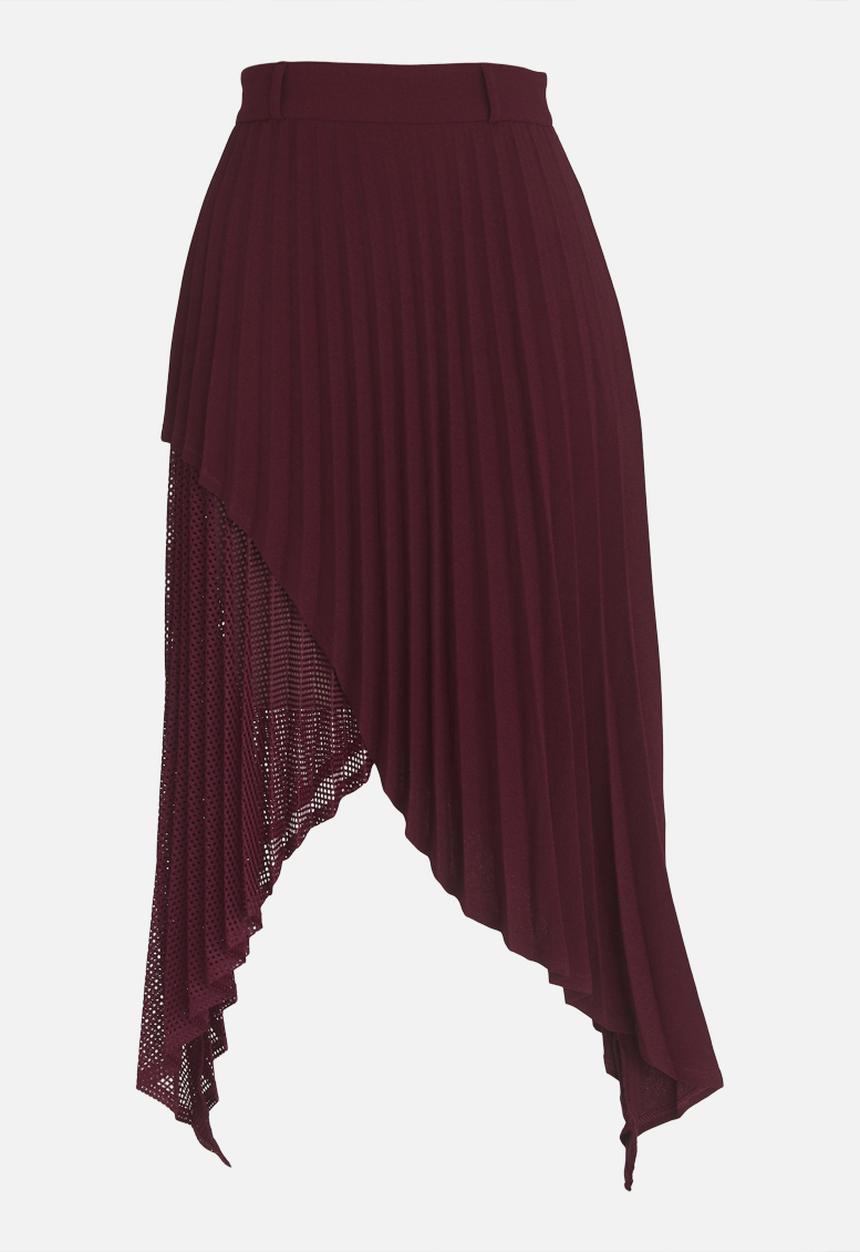 Thebe Magugu - Blade Shape Pleated Skirt Burgundy