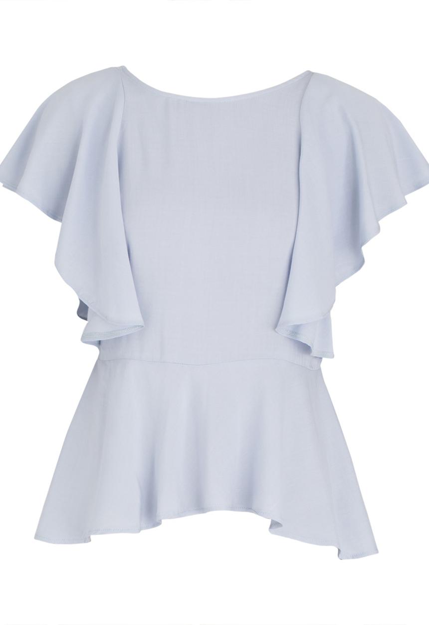 edit - Peplum Frill Blouse Pale Blue