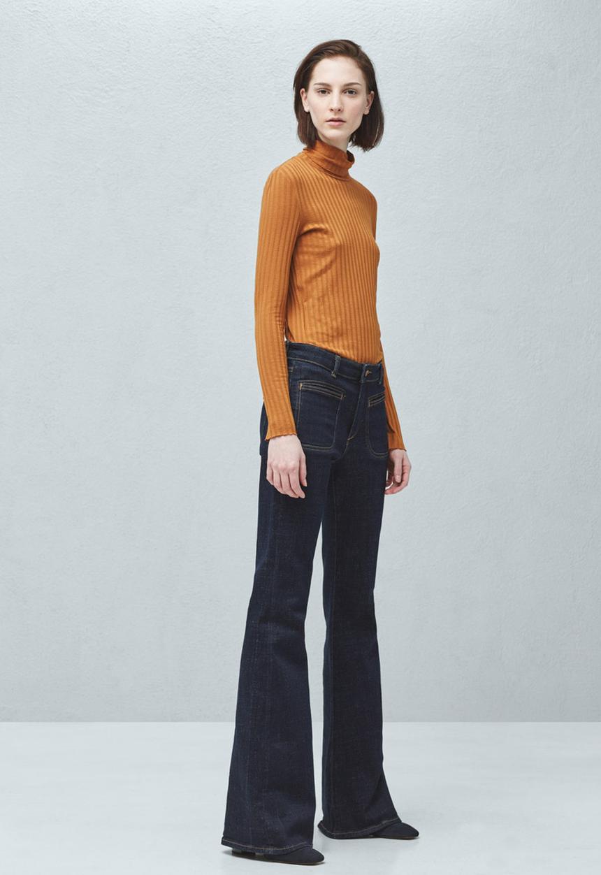 MANGO - Ribbed Poloneck Camel