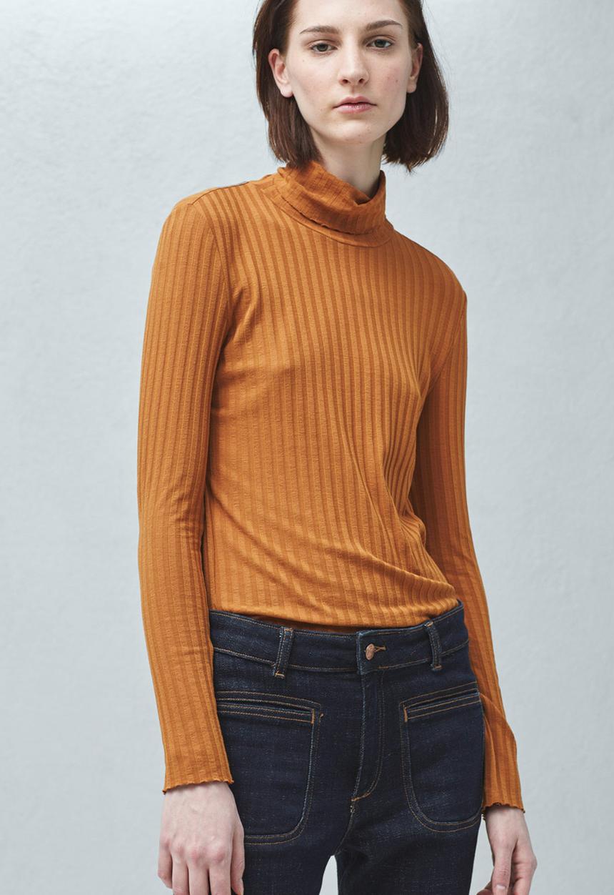 MANGO - Ribbed Poloneck Camel