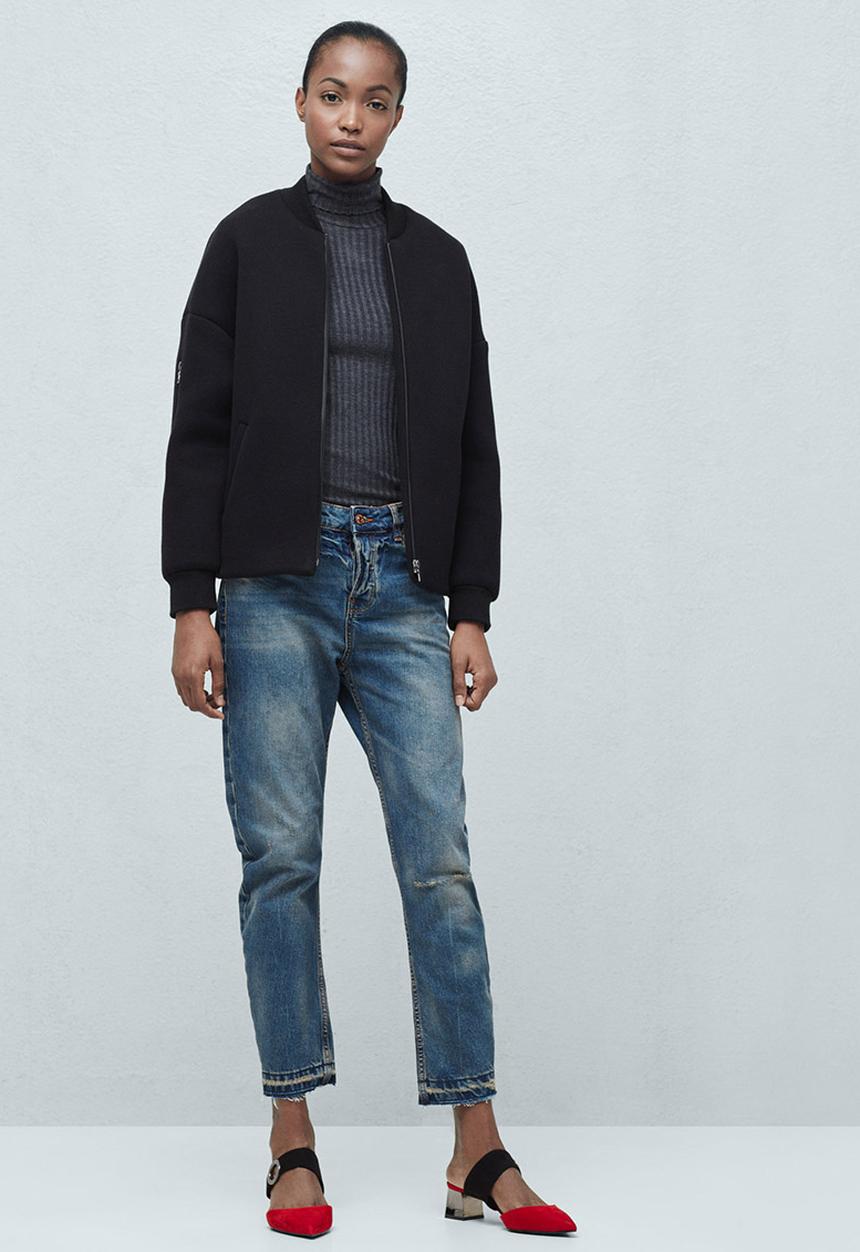 MANGO - Ribbed Poloneck Mid Grey