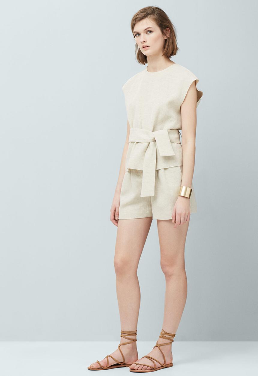 MANGO - Sleeveless Belted Top Stone
