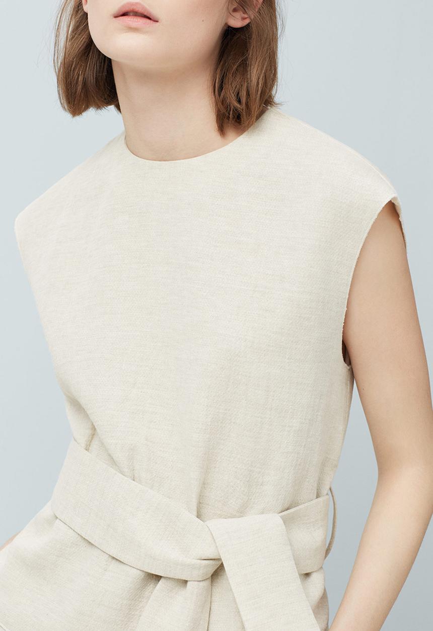 MANGO - Sleeveless Belted Top Stone