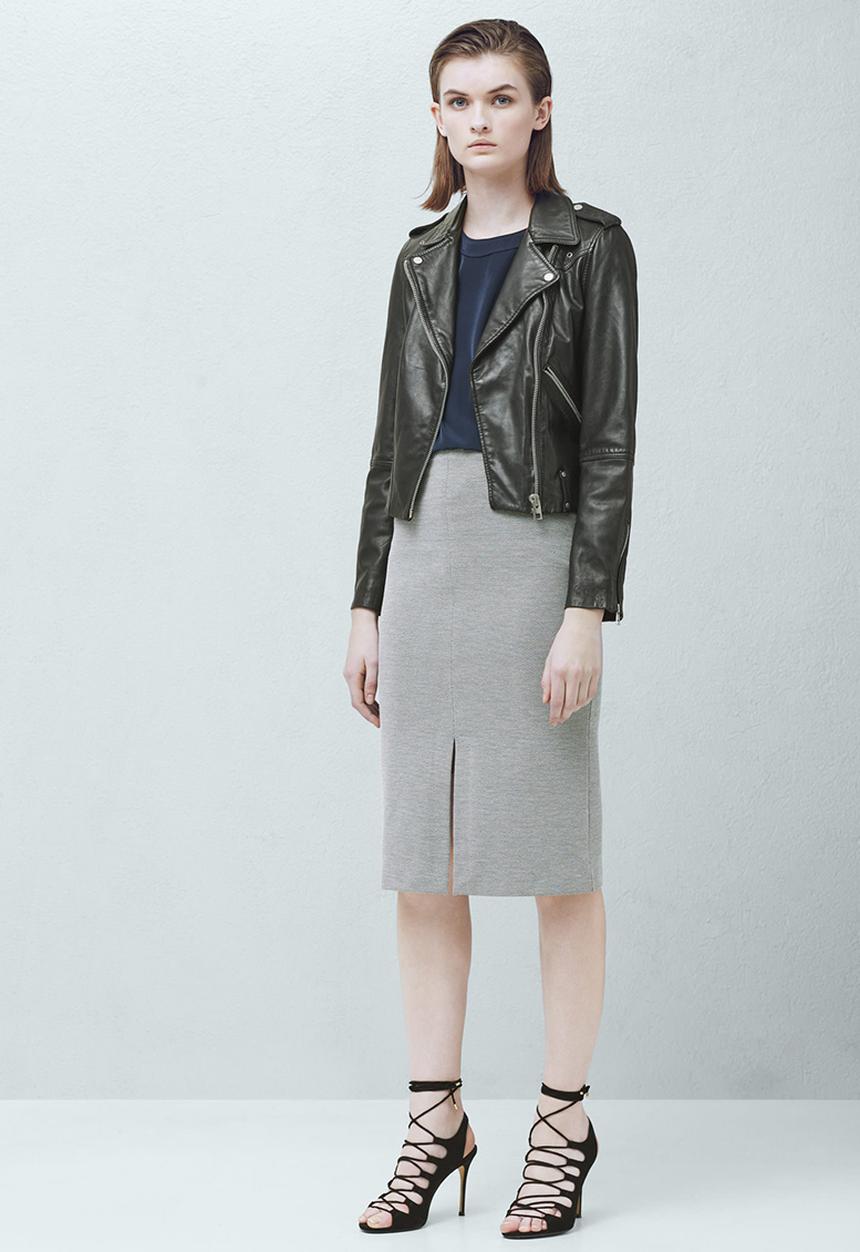 MANGO - Cotton Pencil Skirt Pale Grey