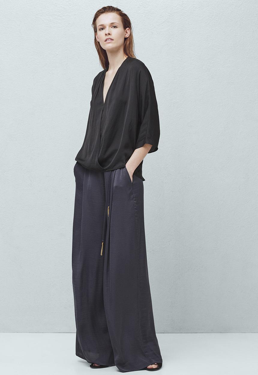 MANGO - Drape Front Blouse Black