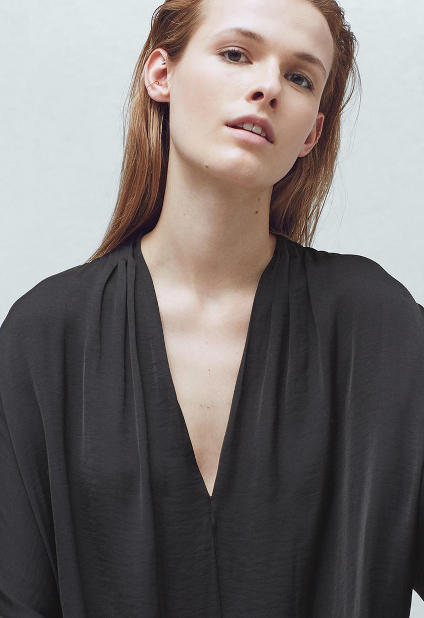 MANGO - Drape Front Blouse Black