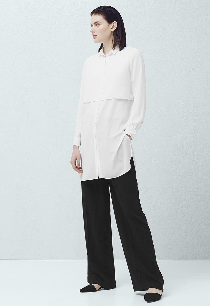 MANGO - Longer-length Shirt White