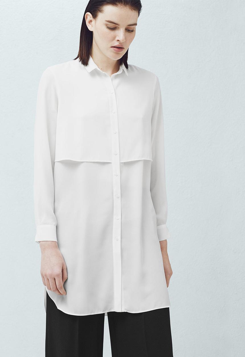 MANGO - Longer-length Shirt White