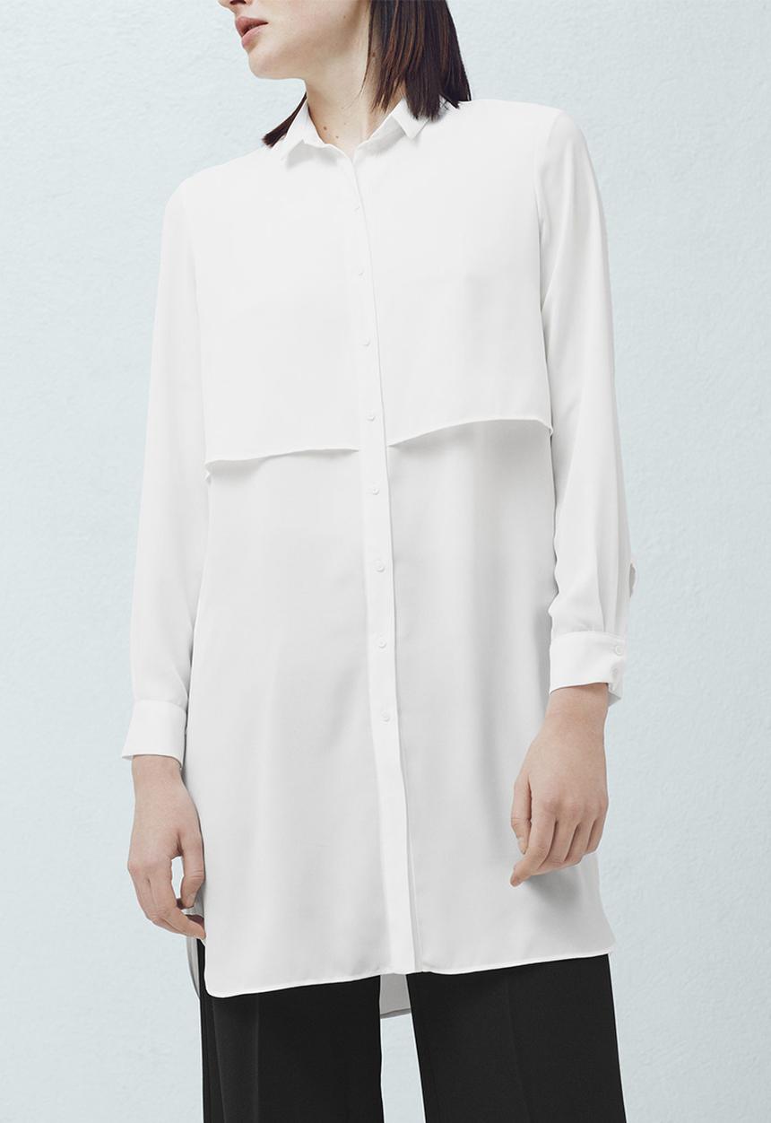 MANGO - Longer-length Shirt White