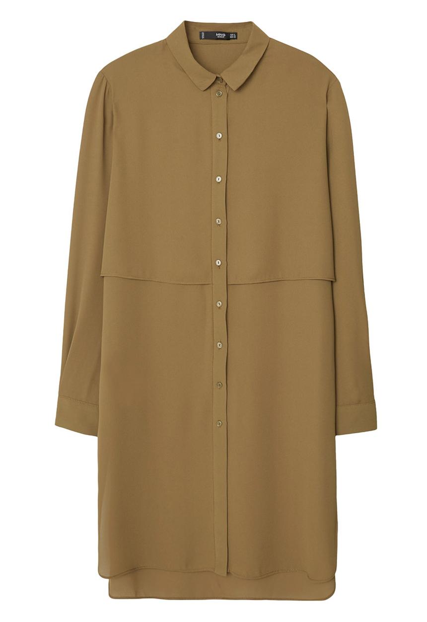 MANGO - Longer-length Shirt Khaki Green
